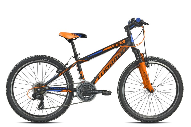 Kerékpár Torpado T610 VIPER MTB 24" fekete/narancs/kék SHIMANO TX35 18V EF-407(23T) 23T610_KPJ