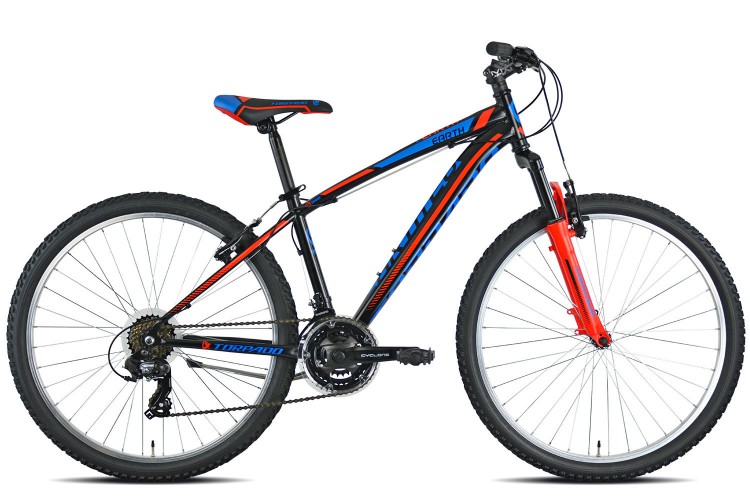 Kerékpár Torpado T595 Earth 38 fekete/piros/kék SHIMANO TY300 21V REVO(23T) 22T59538_KPM26