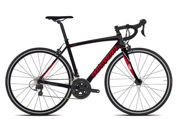 Kerékpár Torpado T1000(T340) Destriero 48 fekete/piros SHIMANO 2X9V SORA MIX (21T) - karbon villával 21T340_KPO