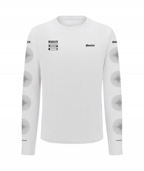 Póló Santini PIRELLI unisex hosszú ujjú fehér L RE498GLLRUOTAWHITEL-M_RE