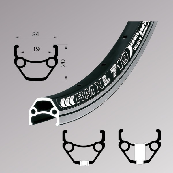 Felni REMERX DRAGON 719-L 20" 406x19 36H fekete DUPLÁN szegecselt fékfelületes DRAGON36406BAGBS_AFEL