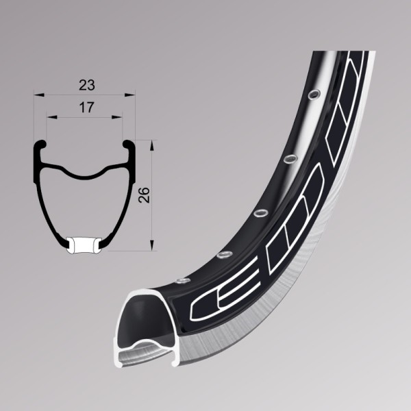 Felni REMERX EDDY RX917 622x17mm 32H, szimplán szegecselt, fékfelületes, fekete 62270102034101_AFEL
